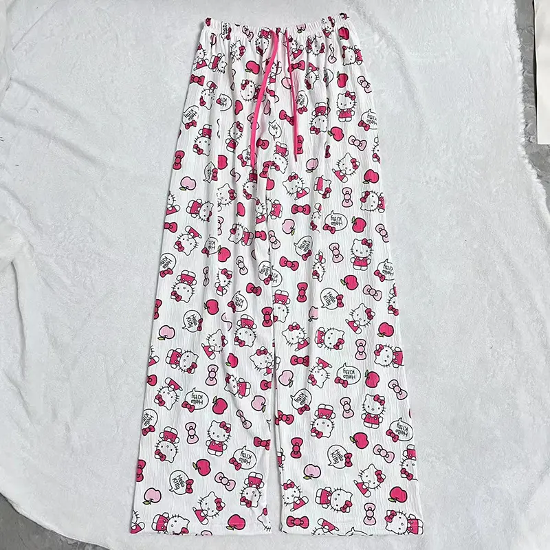 Hello Kitty Sanrio Cartoon Sleeping Pants Kawaii Anime Autumn Leisure Home Pajamas Pants Home Sleeping Long Pants Cute Girls