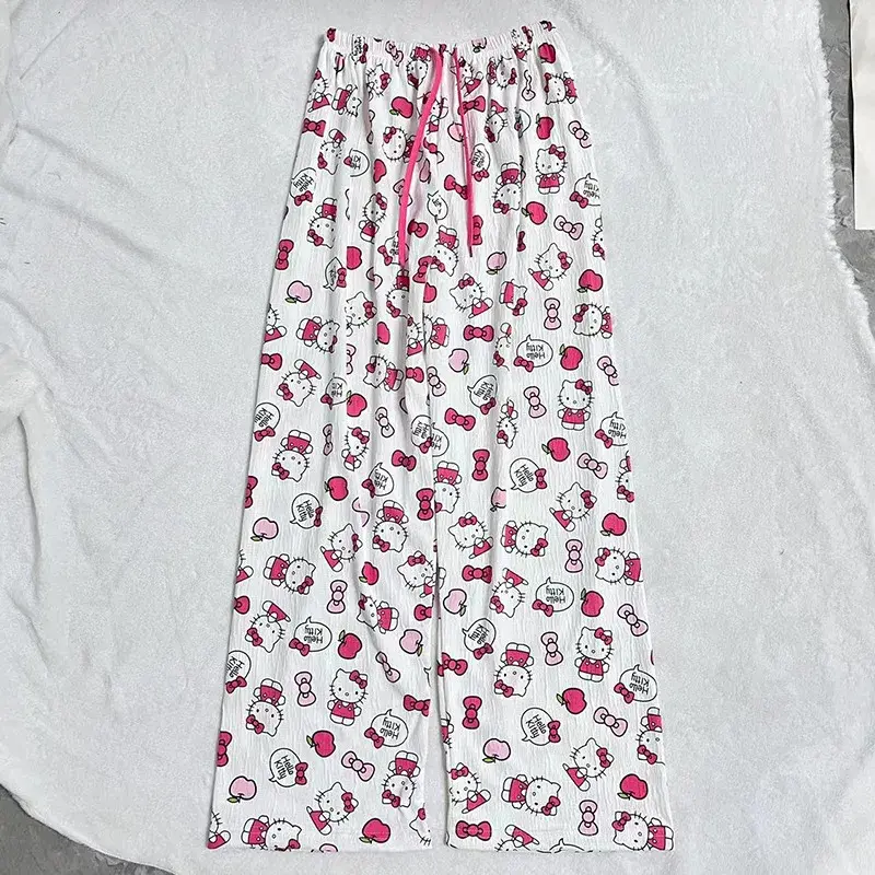 Hello Kitty Sanrio Cartoon Sleeping Pants Kawaii Anime Autumn Leisure Home Pajamas Pants Home Sleeping Long Pants Cute Girls