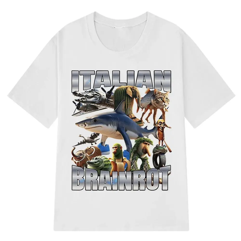 2025 New Parent-child Tralalero Tralala Fun Shark Terrier Pure Cotton Short-sleeved T-shirts for Men and Women