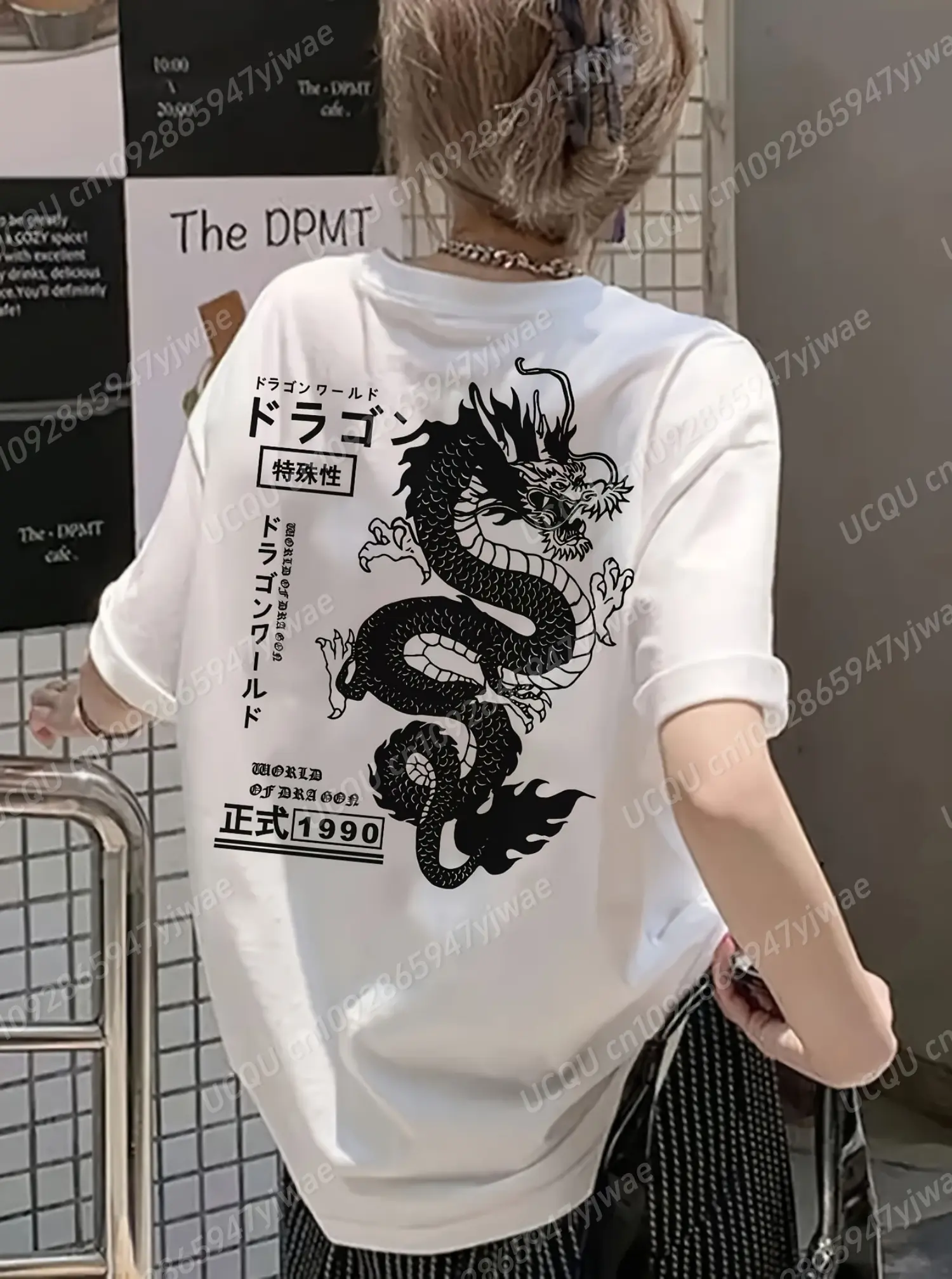 2025 Summer Women dragon totem Print Woman T Shirt Girl Oversize Daily Top Female Creativity O-Neck T-Shirt Casual Clothes
