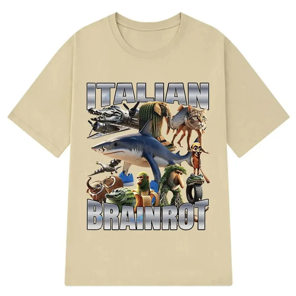 2025 New Parent-child Tralalero Tralala Fun Shark Terrier Pure Cotton Short-sleeved T-shirts for Men and Women