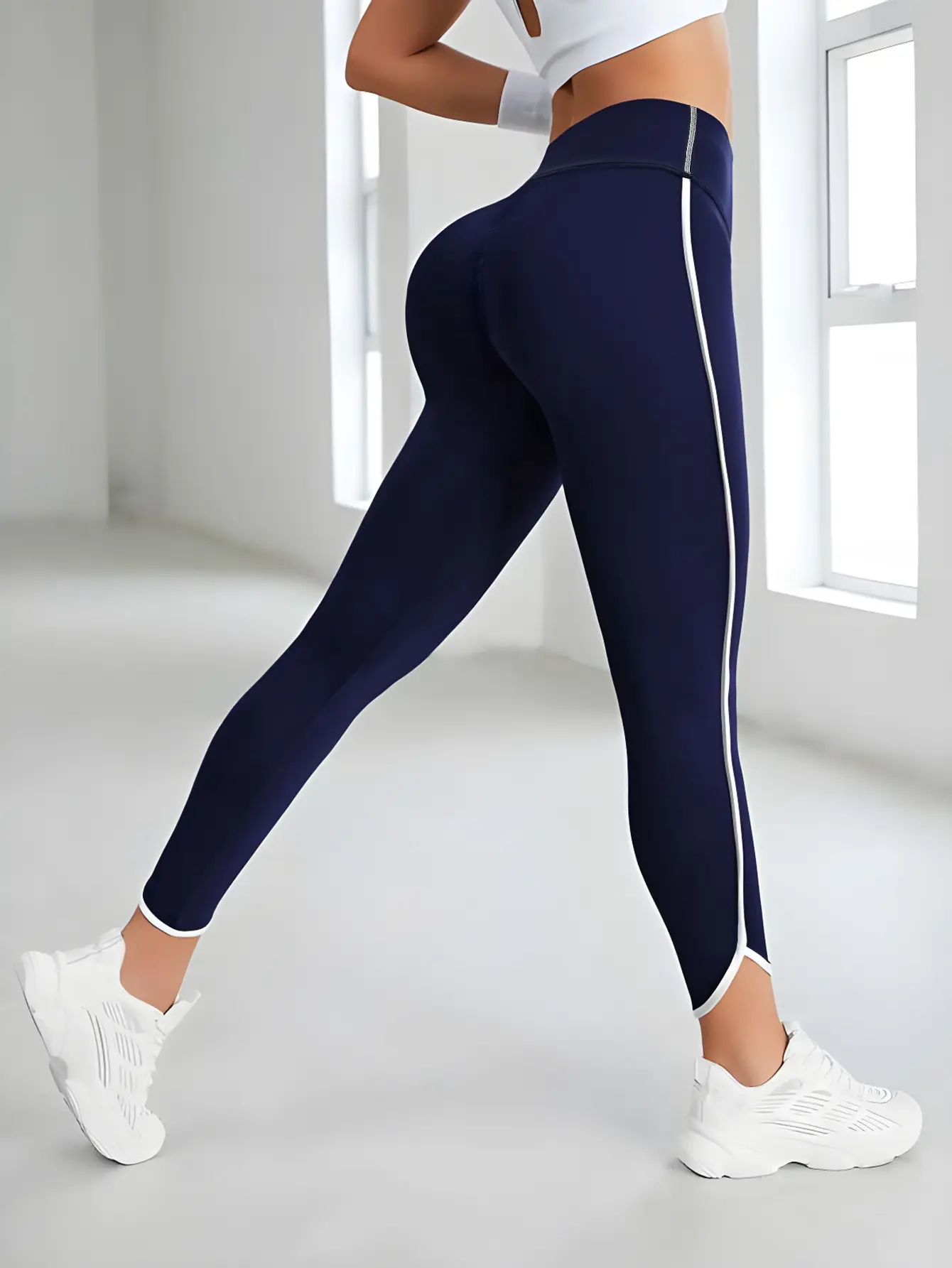 High Waist Side Stripe Yoga Pants Gym Leggings Sports Women Fitness Female Tummy Control Running Tights Sexy Girl