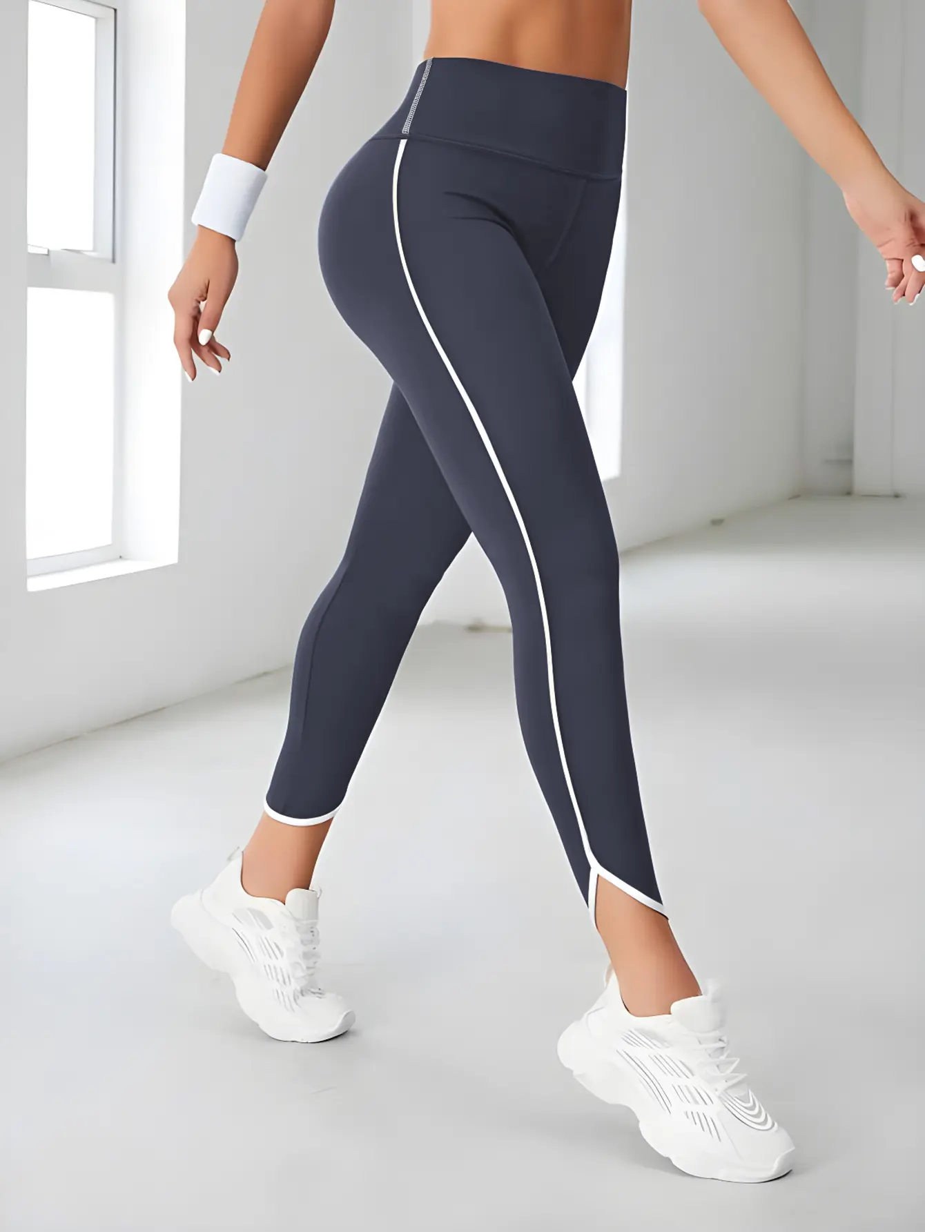 High Waist Side Stripe Yoga Pants Gym Leggings Sports Women Fitness Female Tummy Control Running Tights Sexy Girl