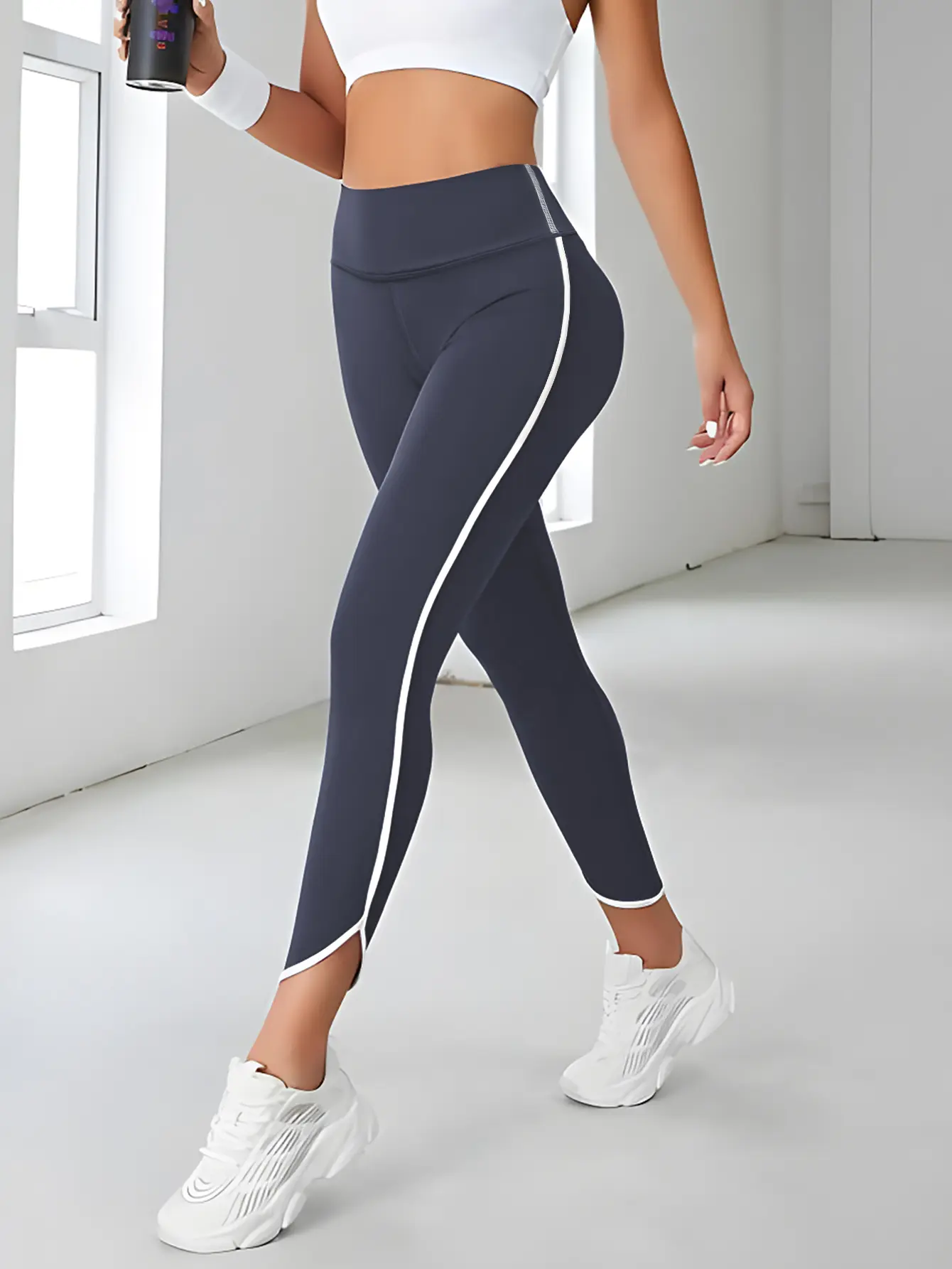 High Waist Side Stripe Yoga Pants Gym Leggings Sports Women Fitness Female Tummy Control Running Tights Sexy Girl