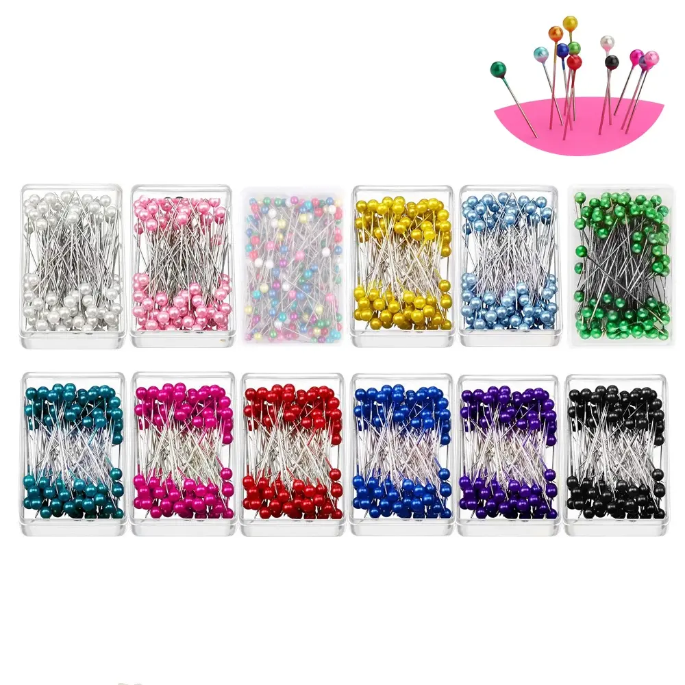 Colorful Pearl Needle Transparent Box With 100 Pieces Of 38mm Large Head Needles Used For Sewing Multifunctional Clothing