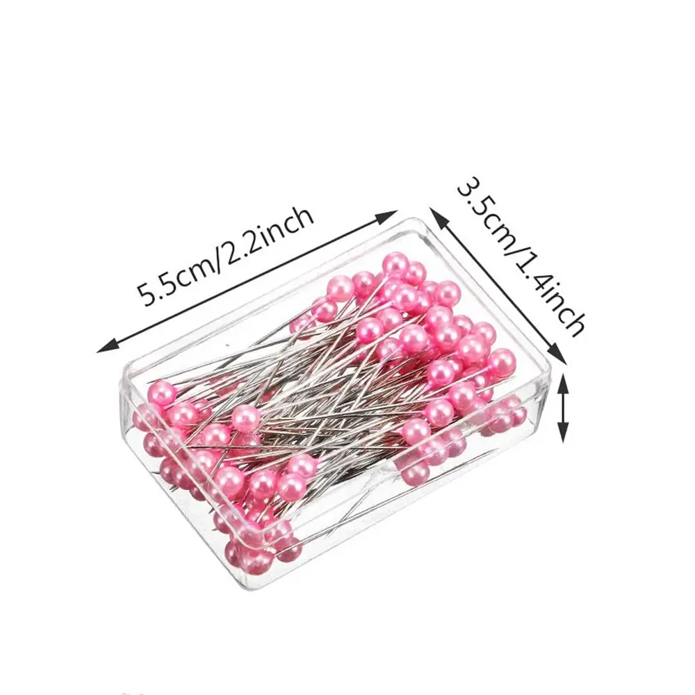 Colorful Pearl Needle Transparent Box With 100 Pieces Of 38mm Large Head Needles Used For Sewing Multifunctional Clothing