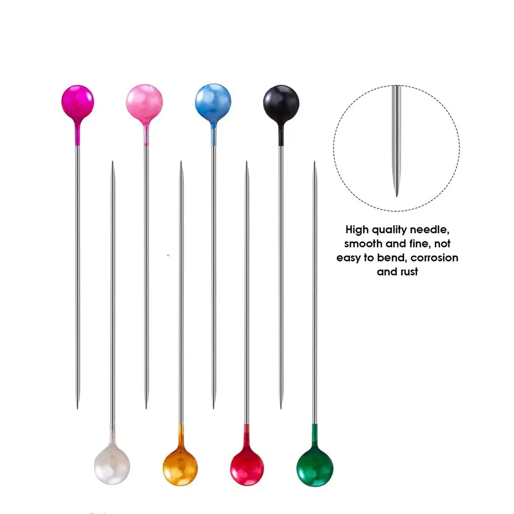 Colorful Pearl Needle Transparent Box With 100 Pieces Of 38mm Large Head Needles Used For Sewing Multifunctional Clothing
