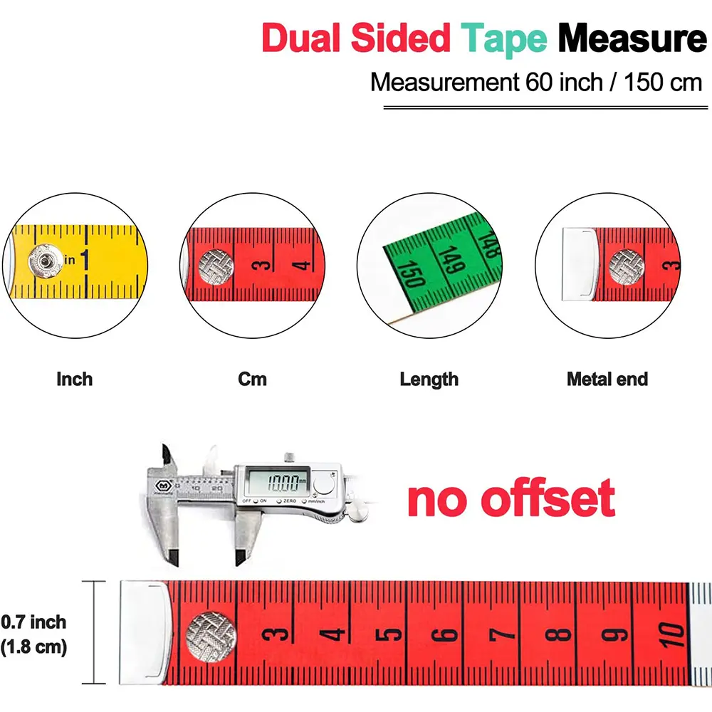 Measuring Tape for Body Fabric Sewing Tailor Cloth Knitting Home Craft Measurements 60-inch/150-cm Soft Colour Tape Measure