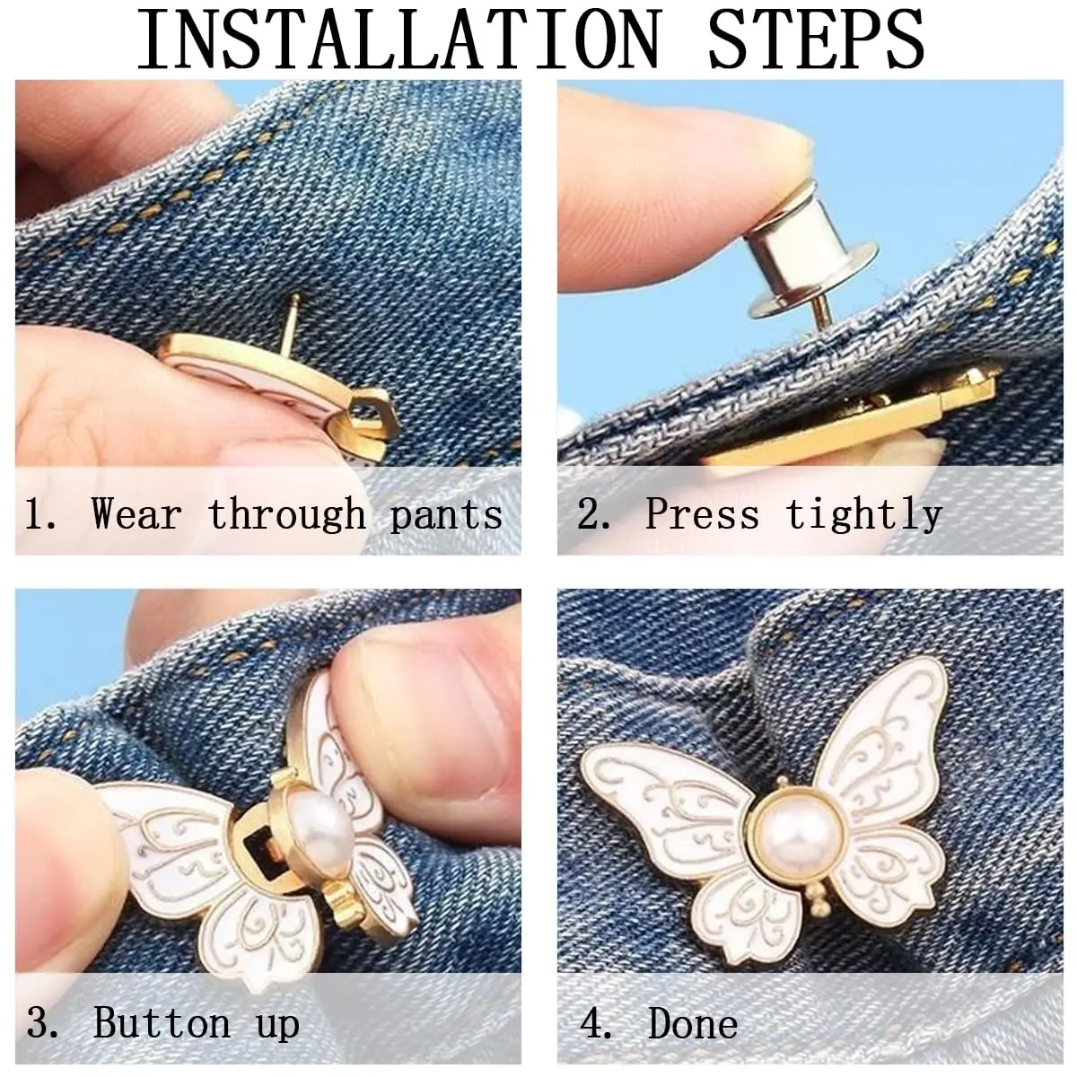 1/2pcs Bowknot Button Adjuster For Pants And Skirts Waist Tightener Adjustable Waist Buckle For Jeans No Sewing Required