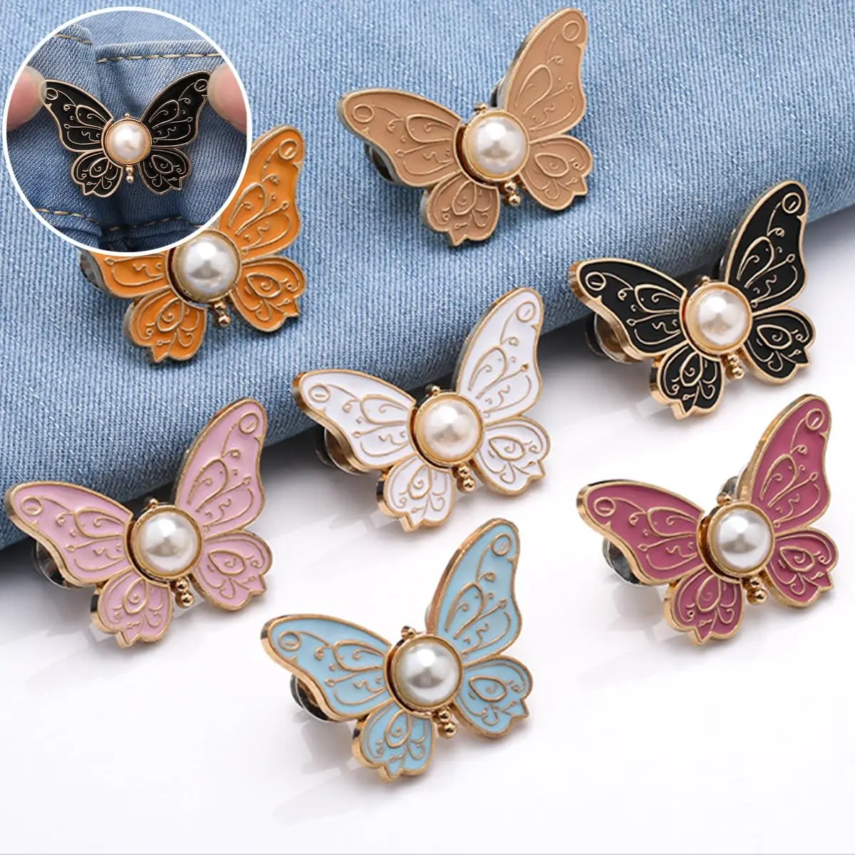 1/2pcs Bowknot Button Adjuster For Pants And Skirts Waist Tightener Adjustable Waist Buckle For Jeans No Sewing Required