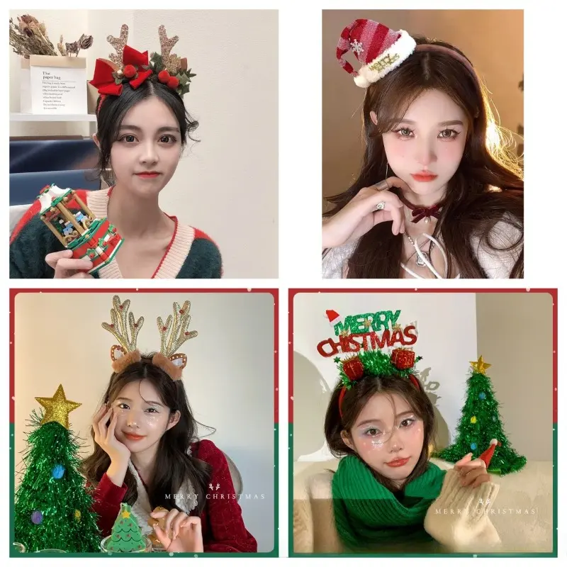 Christmas Hairpin Cute Christmas Hair Accessories Female Plush Bow Autumn And Winter Wash Christmas Hairband Jewelry