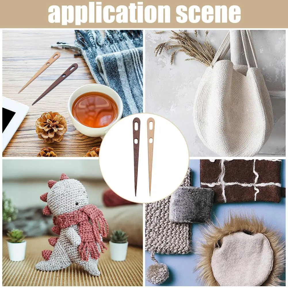 2/4pcs Large Eye Sewing Needles DIY Wooden Weaving Loom Tools Tapestry Darning Big Eye Yarn Knitting Needles Needlework Crafts