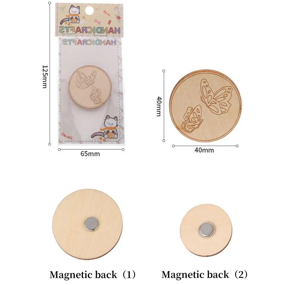 1Pc Cross Stitch Wood Needle Round Sewing Magnet Needle Keeper For Embroidery Carved Flower Pattern Hand Sewing Quilting Craft