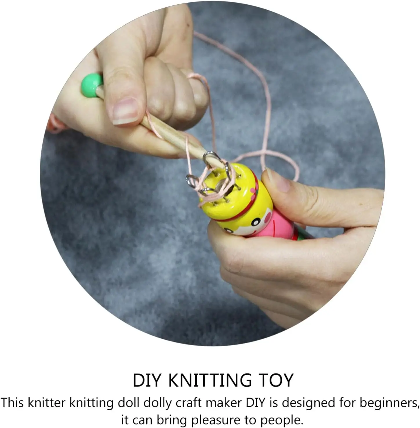 Wooden Weaving Tools Hand Drawn Patterns Handmade Tools Mini Weavers Wooden Knitting Dolls Yarn Knitting Dolls Knitting Machines