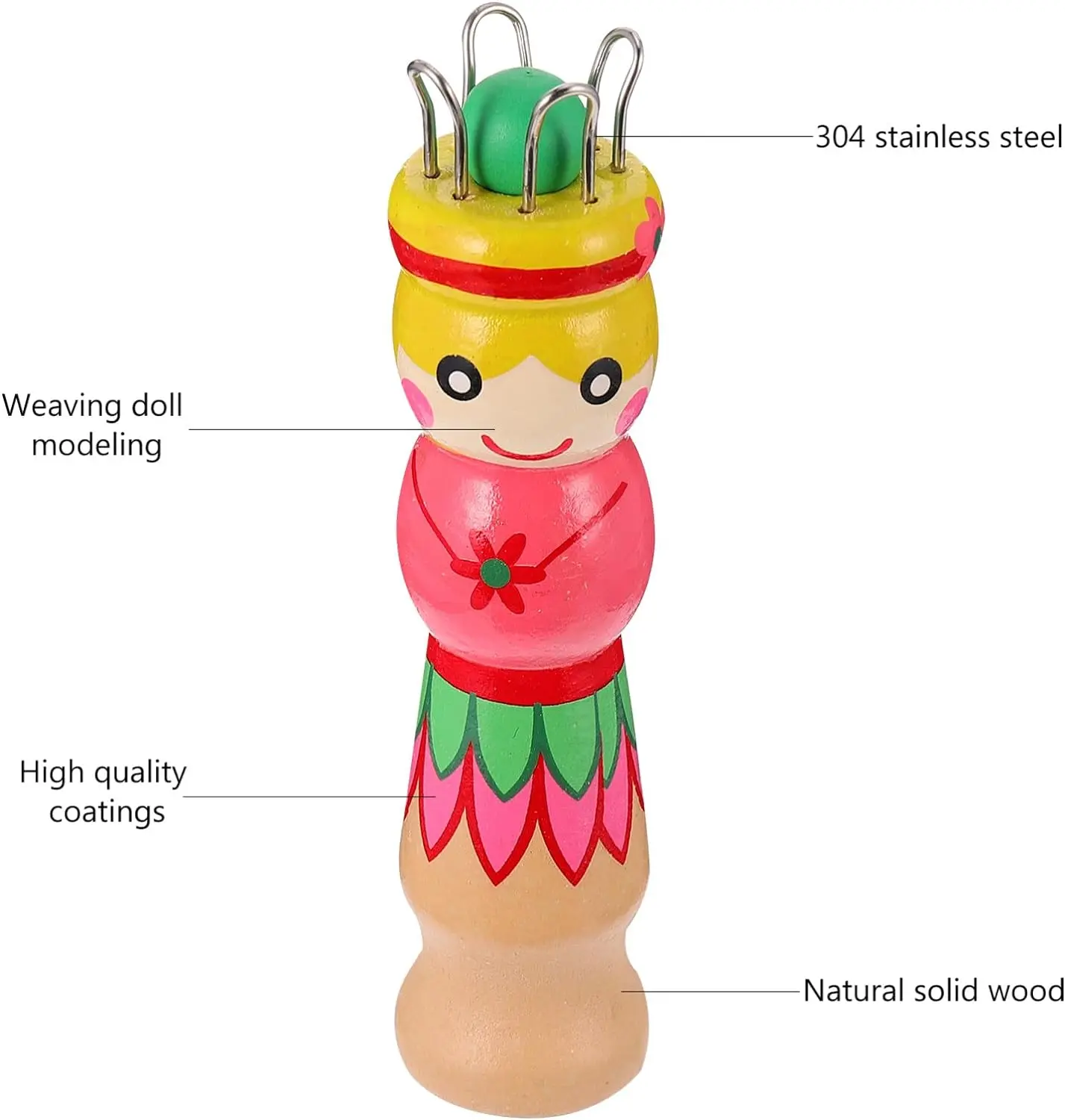 Wooden Weaving Tools Hand Drawn Patterns Handmade Tools Mini Weavers Wooden Knitting Dolls Yarn Knitting Dolls Knitting Machines