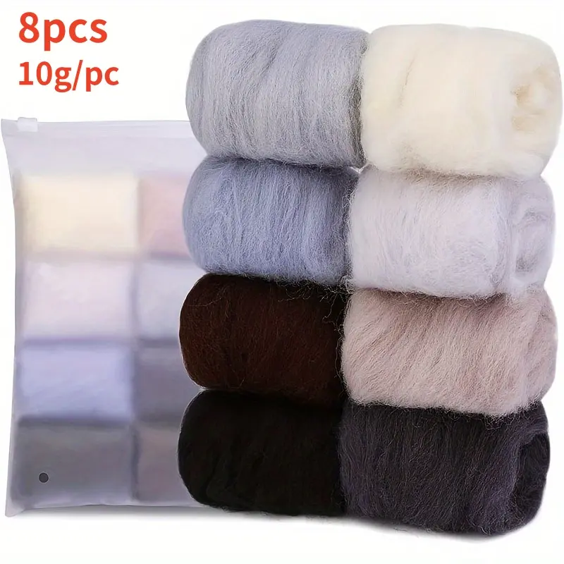 8 Colors DIY Wool Roving Needle Felting Wool Felting Fibre Handmade Material For Beginners Needle Felting Product Making