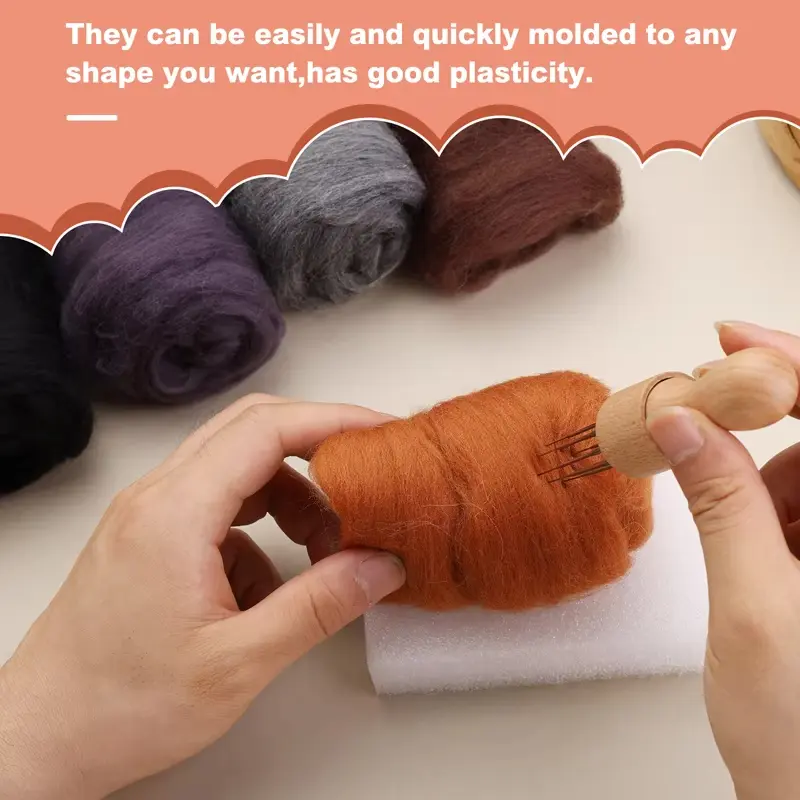 8 Colors DIY Wool Roving Needle Felting Wool Felting Fibre Handmade Material For Beginners Needle Felting Product Making