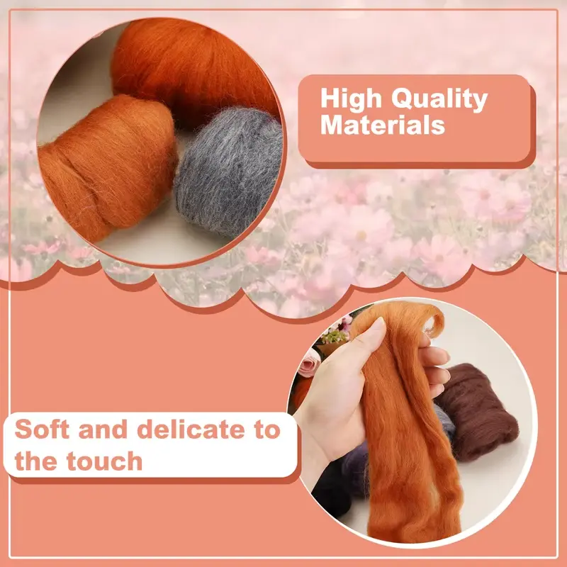 8 Colors DIY Wool Roving Needle Felting Wool Felting Fibre Handmade Material For Beginners Needle Felting Product Making