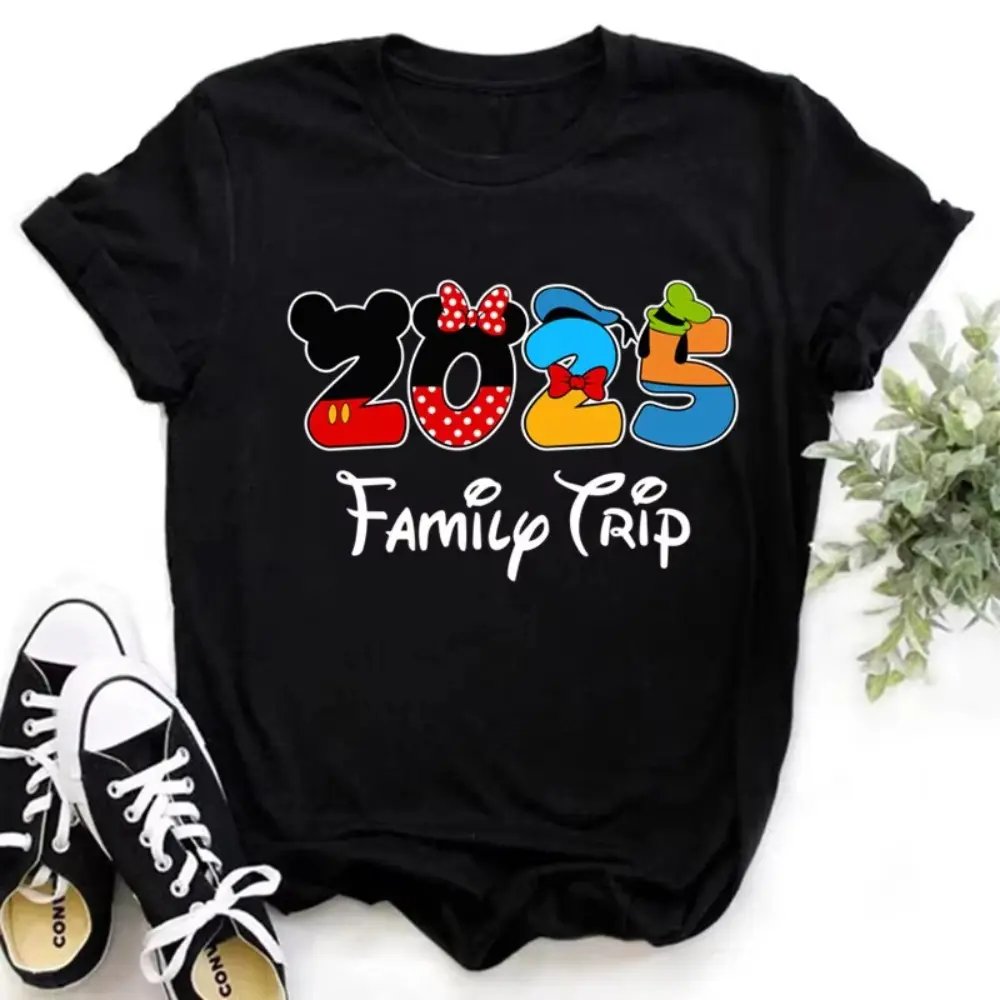 Summer Parent-child Clothing Funny Gold Disney 2025 Women's T-shirt Summer Women's T-shirt Casual Short-sleeved T-shirt