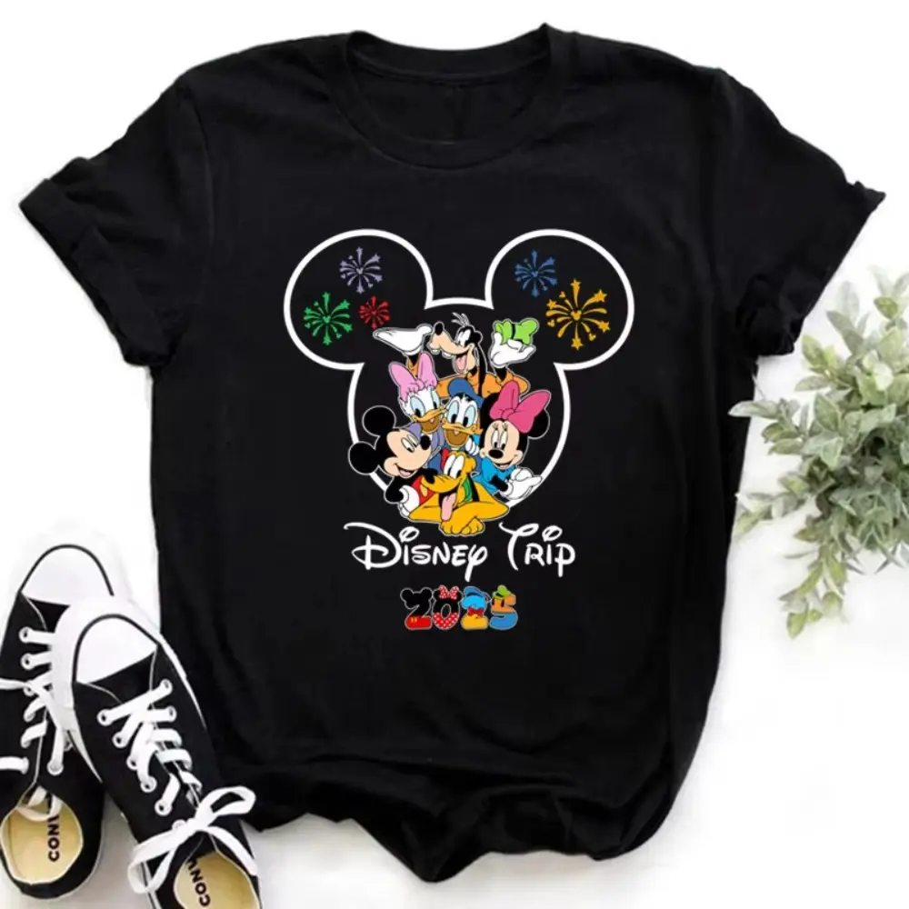 Summer Parent-child Clothing Funny Gold Disney 2025 Women's T-shirt Summer Women's T-shirt Casual Short-sleeved T-shirt