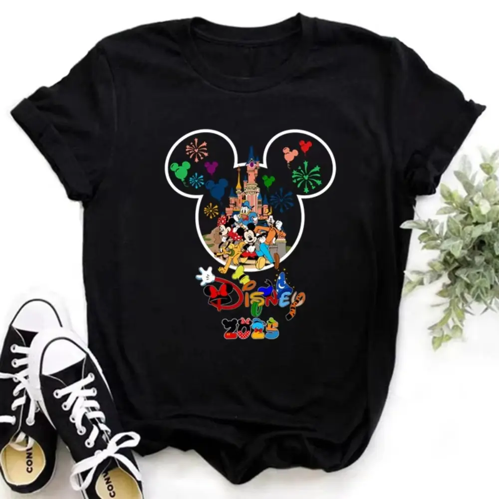 Summer Parent-child Clothing Funny Gold Disney 2025 Women's T-shirt Summer Women's T-shirt Casual Short-sleeved T-shirt