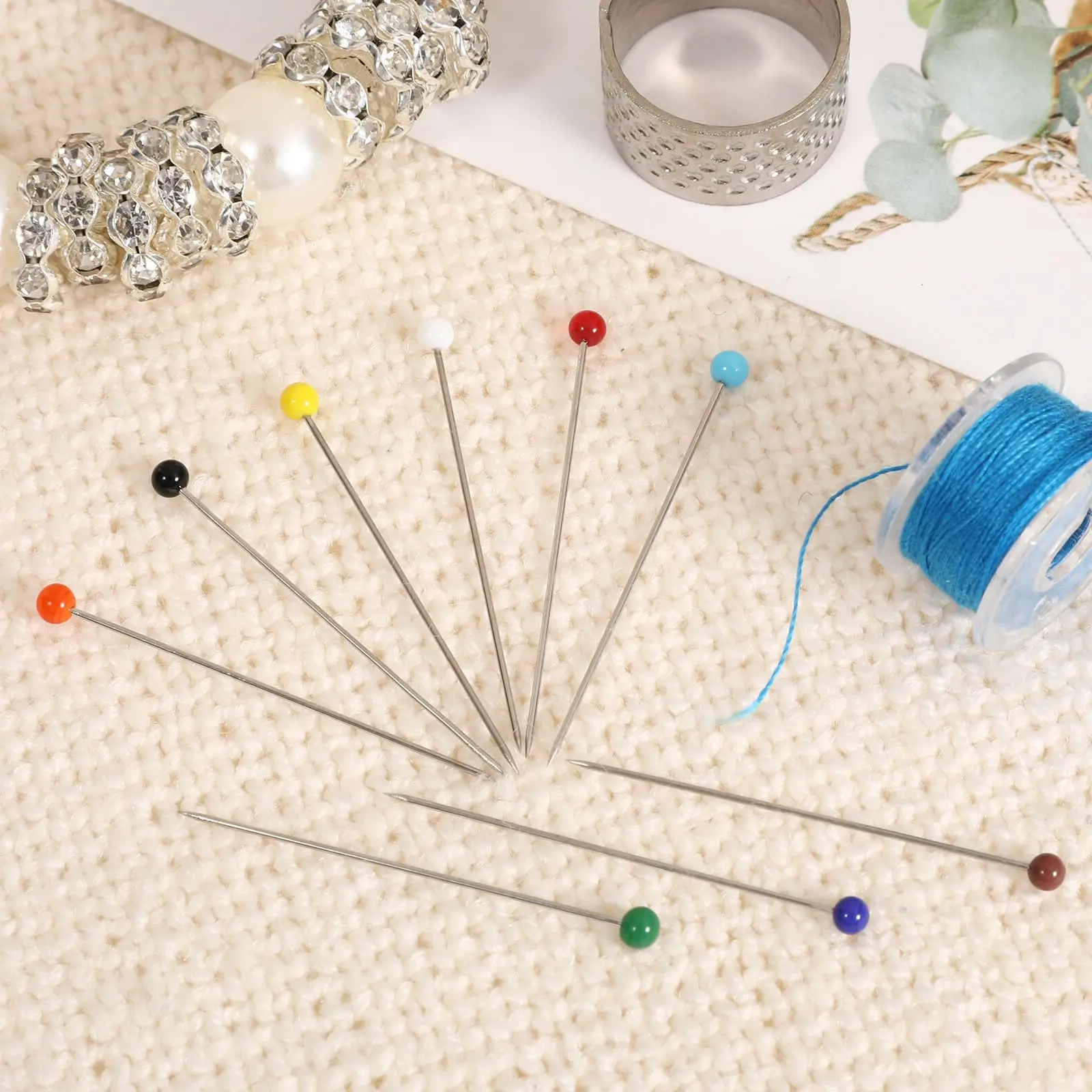 500pcs/box Multicolor Glass Head Straight Pins Sewing Pins 38mm Dressmaker Pins for Fixing Sewing Markers DIY Crafts
