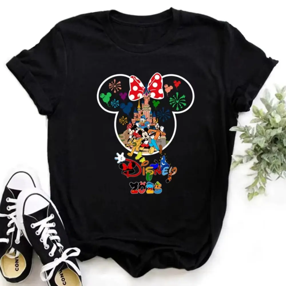 Summer Parent-child Clothing Funny Gold Disney 2025 Women's T-shirt Summer Women's T-shirt Casual Short-sleeved T-shirt