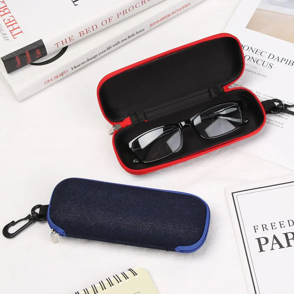 Portable Black Eyewear Cases Cover Sunglasses Hard Case With Lanyard Zipper Women Men Travel Reading Eyeglass Cases Protector