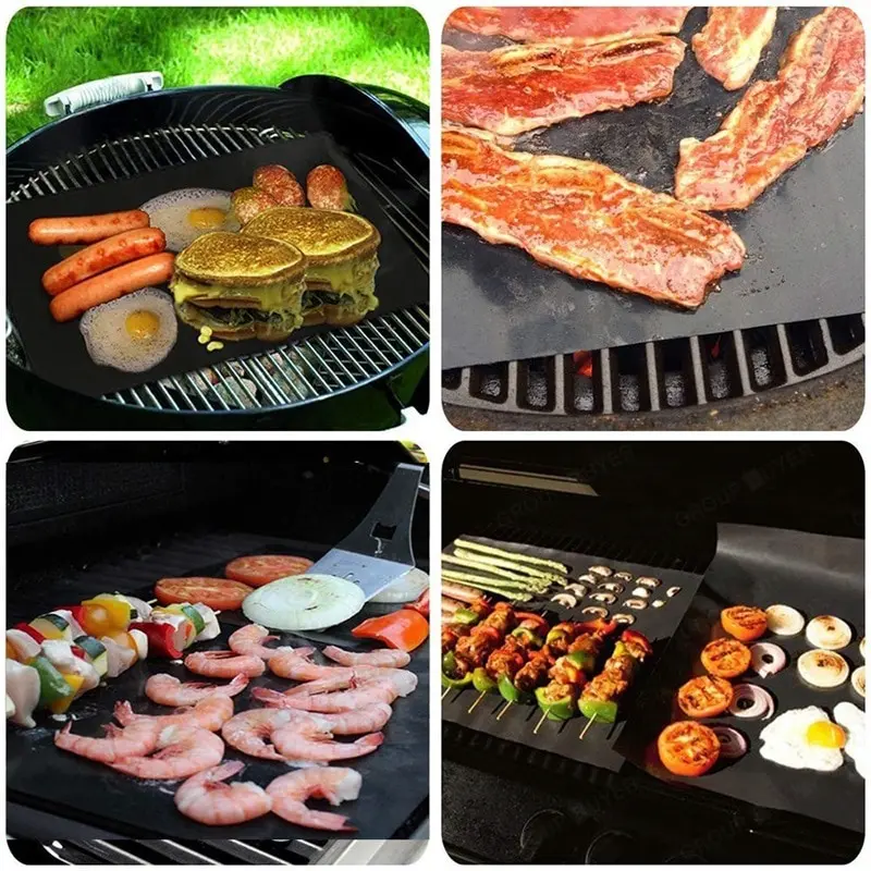 3/5pcs Grill Mat 44X33cm Non Stick BBQ Grill Liners Oven Grill Foil Barbecue Plate Liner Reusable Mat Tools Accessories