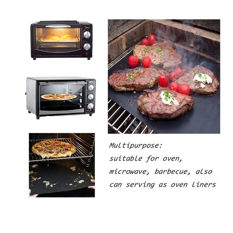3/5pcs Grill Mat 44X33cm Non Stick BBQ Grill Liners Oven Grill Foil Barbecue Plate Liner Reusable Mat Tools Accessories
