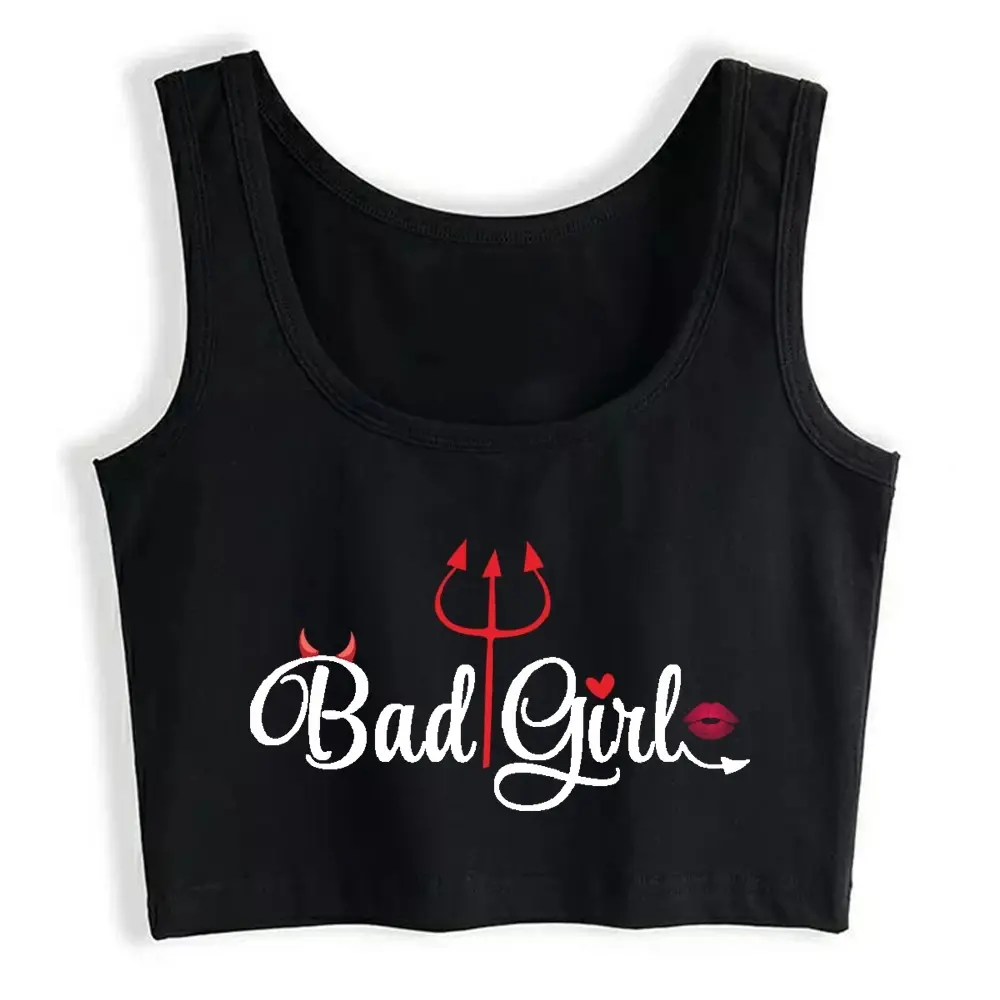 Bad Girl Devil Harajuku Print Naughty Tank Tops Women's Funny Flirtatious Style Crop Top Hottie Cotton Comfortable Camisole