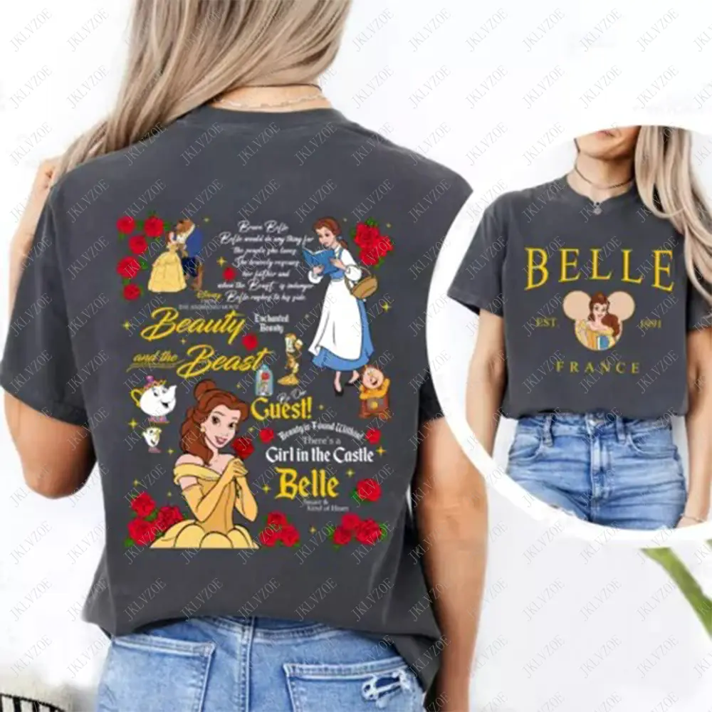 Retro Beauty And Beast Shirt Kids Girls T Shirt Best Adult Tee Besties Matching Unisex Disney Women Trip Top Clothes Gift Hot