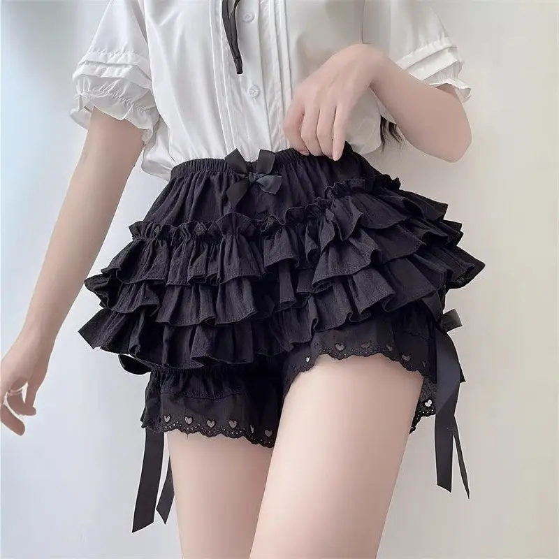 Summer Women Shorts Sport Beach Short Fashion Bandage Ruffles Lace Bow Trouser Looose Casual Shorts Skirt Skirts