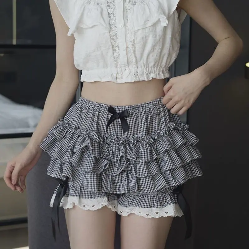 Summer Women Shorts Sport Beach Short Fashion Bandage Ruffles Lace Bow Trouser Looose Casual Shorts Skirt Skirts