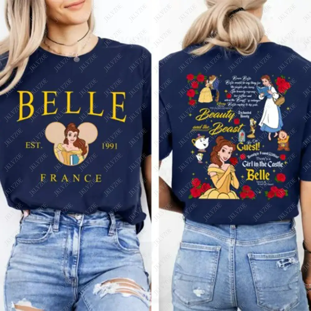Retro Beauty And Beast Shirt Kids Girls T Shirt Best Adult Tee Besties Matching Unisex Disney Women Trip Top Clothes Gift Hot
