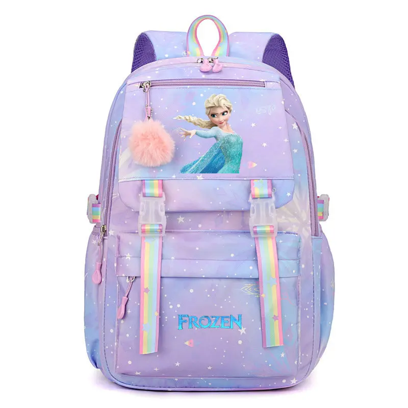 MINISO Kawaii Frozen Girls Kids Backpack Women Teenagers Schoolbags Travel Laptop Rainbow Backpack