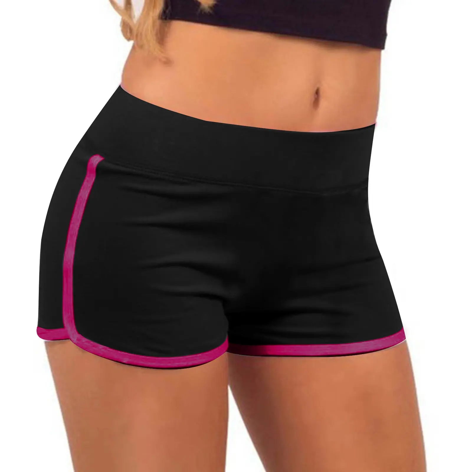 Women Mid Waist Shorts Girl Slim Fit High Stretchy Short Trousers Female Tight Shorts For Ladies Running Shorts Slim Fit Elastic
