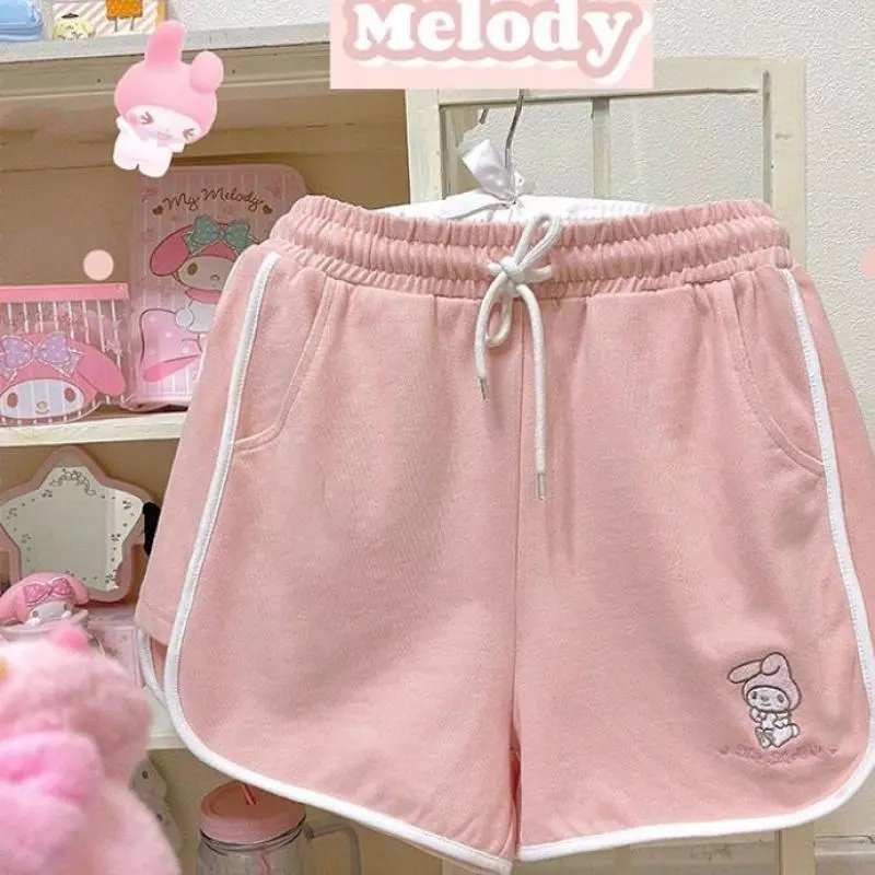 Cute Cinnamoroll Cotton Sports Shorts Sanrioed Anime My Melody Cartoon Kuromi Kawaii Casual Loose Pants Shorts Student Girl Gift
