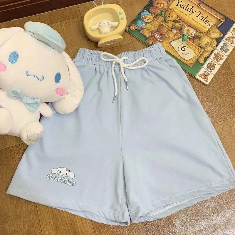 Cute Cinnamoroll Cotton Sports Shorts Sanrioed Anime My Melody Cartoon Kuromi Kawaii Casual Loose Pants Shorts Student Girl Gift