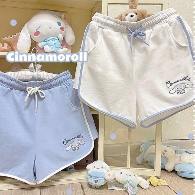Cute Cinnamoroll Cotton Sports Shorts Sanrioed Anime My Melody Cartoon Kuromi Kawaii Casual Loose Pants Shorts Student Girl Gift