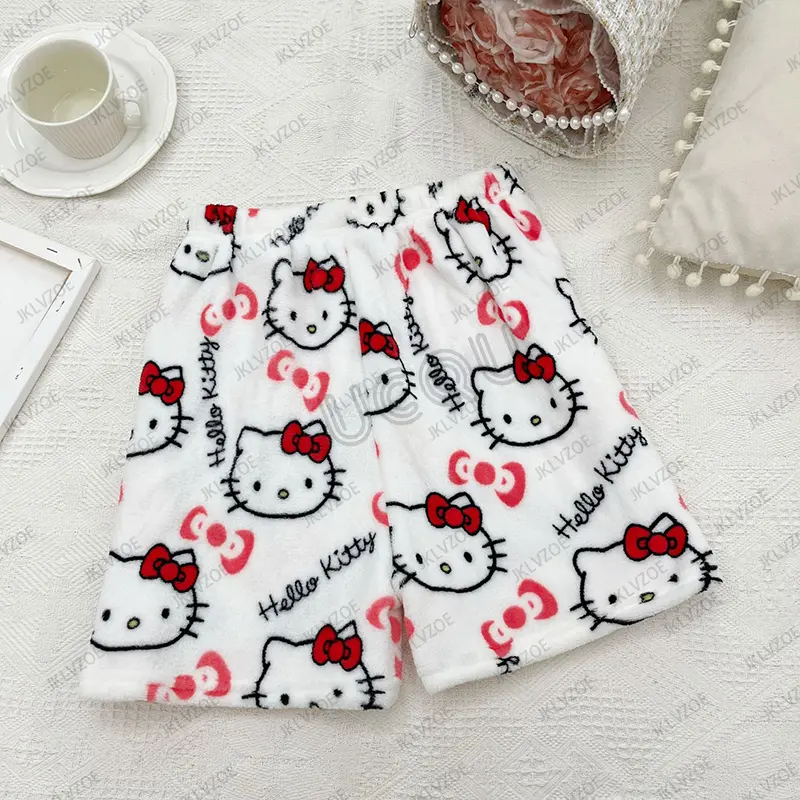 MINISO 2025 Summer New Cartoon Cute Hello Kitty Printed Women‘s and Men's Shorts Casual Home Pajama Short Pants Vacation Shorts