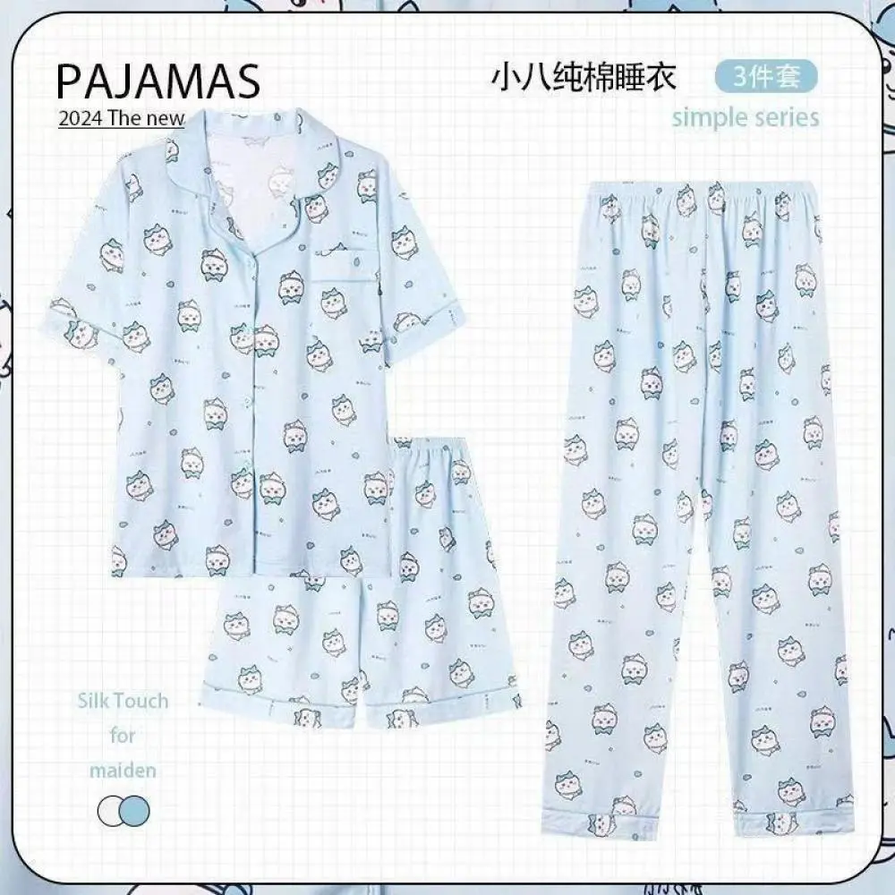 Cute Summer Pajamas Women Chiikawa Usagi Pajamas Suit Kawaii Hachiware Shorts Shorts Pants Set Cartoon Girls Home Clothes