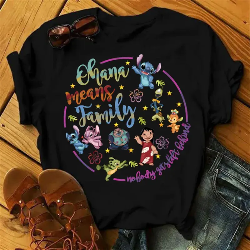 Disney Fun Cute Loose Women's T-shirt Mickey Mouse Head Printed T-shirt Kawaii Girls Fashion Pattern Short Sleeve Top T-shirt