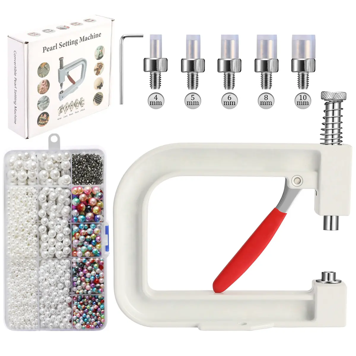 Pearl Setting Machine Hand Press DIY Craft Accessories with Beads Screw Heads for Clothes/Bags/Skirt Setting Machine Accessories