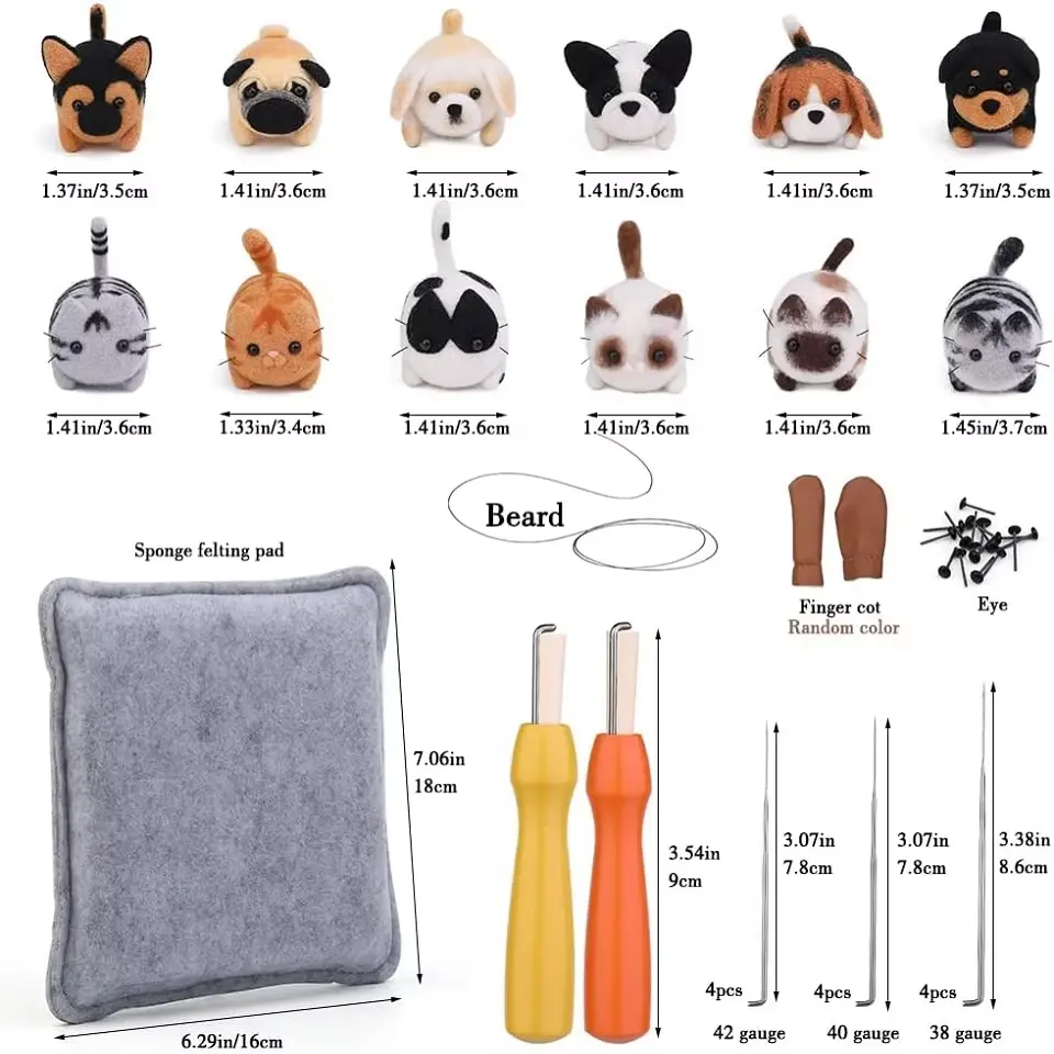 Animals DIY Needle Felting Set Non-Finished Cat Handmade Wool Felting Material For Beginners Needle Felting Supplies Kits