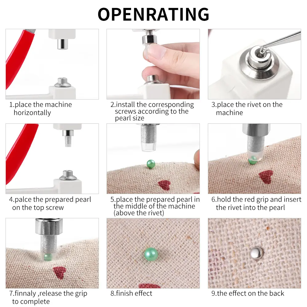 Pearl Setting Machine Hand Press DIY Craft Accessories with Beads Screw Heads for Clothes/Bags/Skirt Setting Machine Accessories