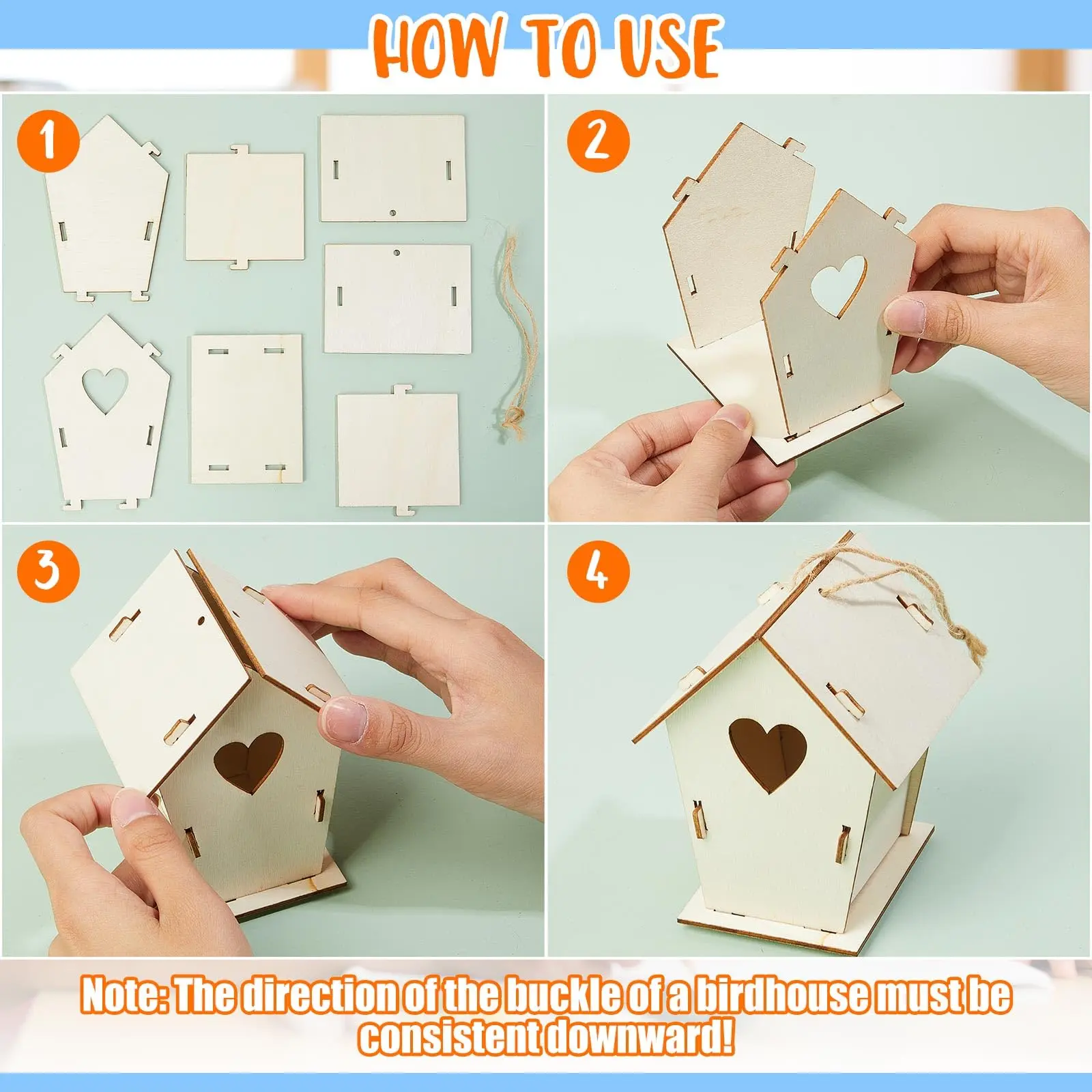 Wooden DIY Bird Nest House Outdoor Unfinished Wood Bird Houses With Hemp Rope Arts Crafts uses for Painting DIY Craft