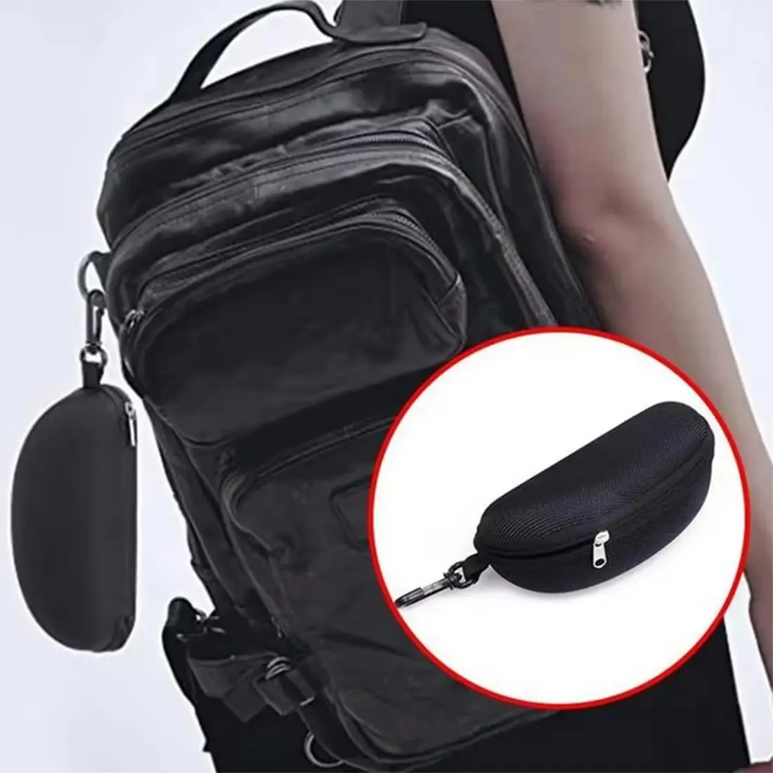 1pc Polarized Myopia Glasses Clip+1pc Portable EVA Glasses Case For Outdoor Sunshade And UV Resistant Sunglasses Glasses Case