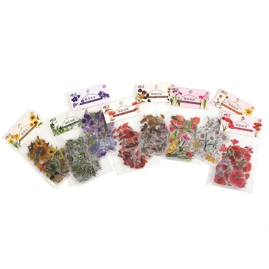 40pcs/bag Plant Nature Flower Decorative PVC Stickers Scrapbooking Label For DIY Diary Stationery Album Journal