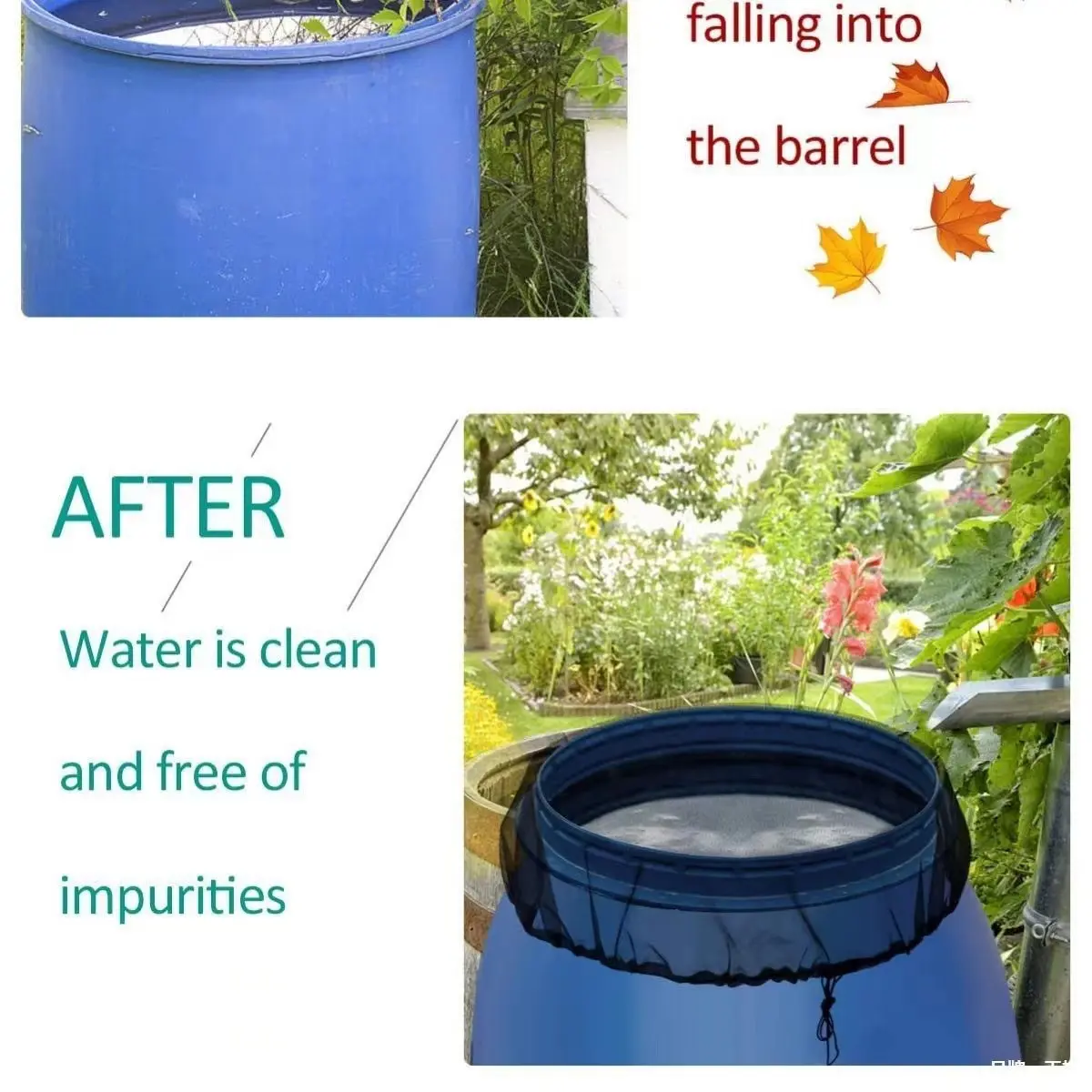 60/100cm Outdoor Mesh Cover Netting For Rain Barrels Water Collection Buckets Cover Anti-fall Leaves Filter Net Water Protection